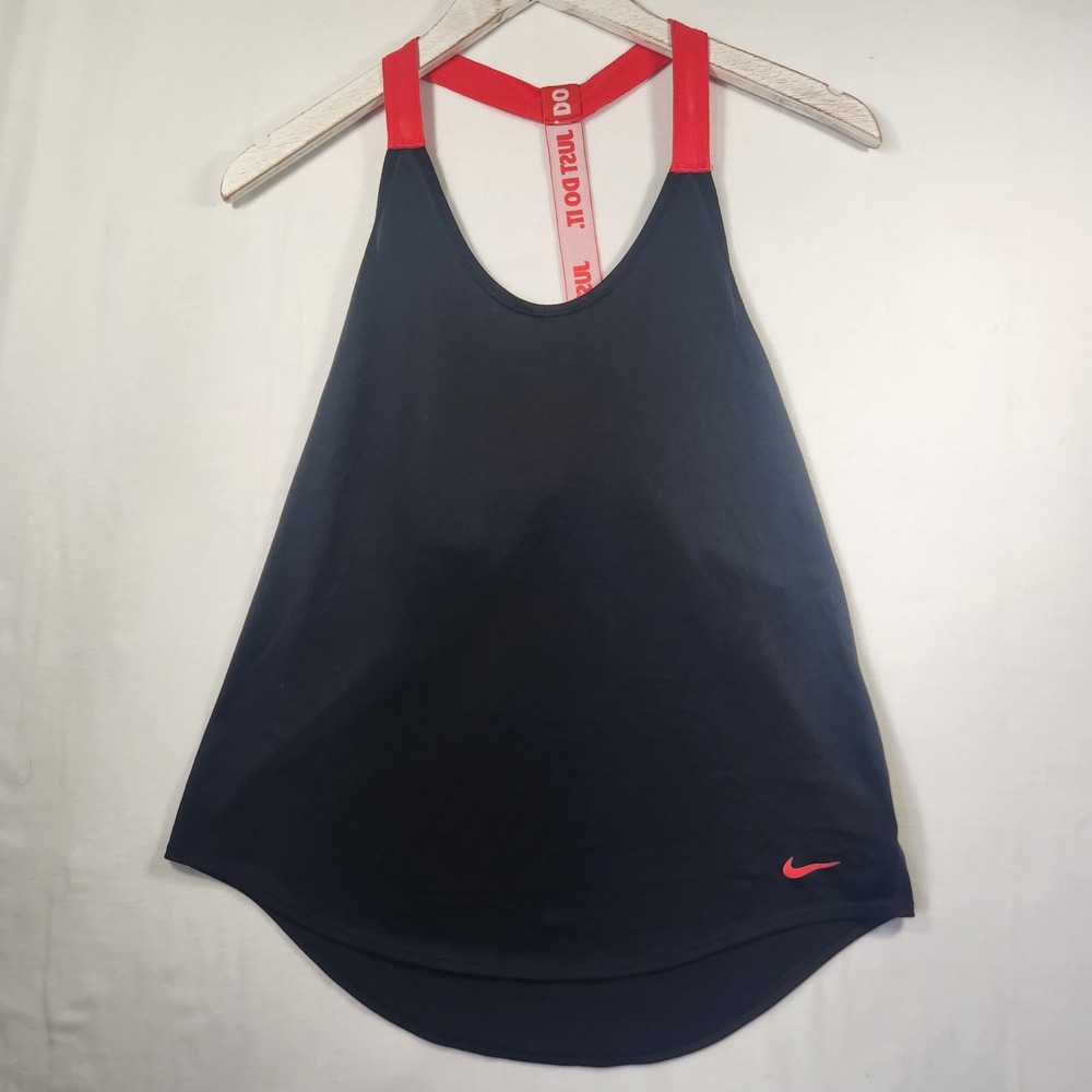 Nike Just Do It Racerback Tank Top Black Red Elastic Strap Womens‎ Athletic Gym